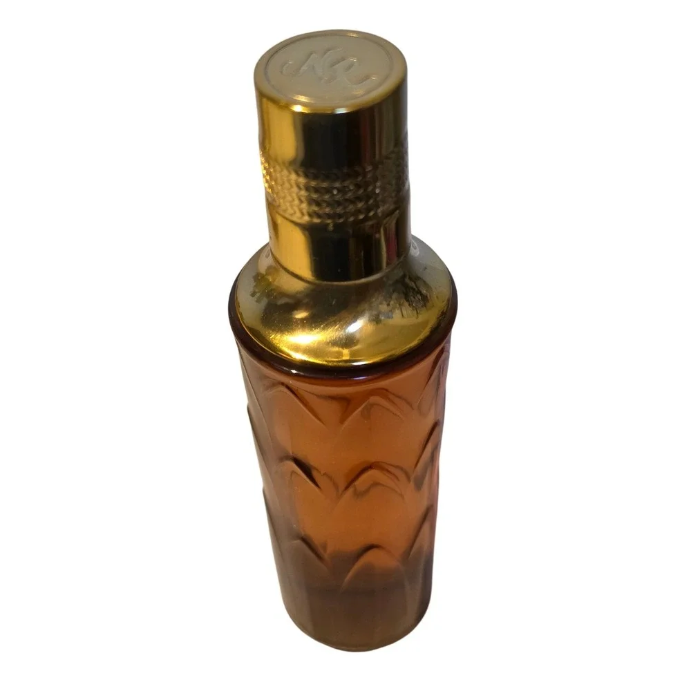 Vintage‎ Nettie Rosenstein Odalisque Bath Oil Amber Glass Bottle Gold Cap 1.6oz